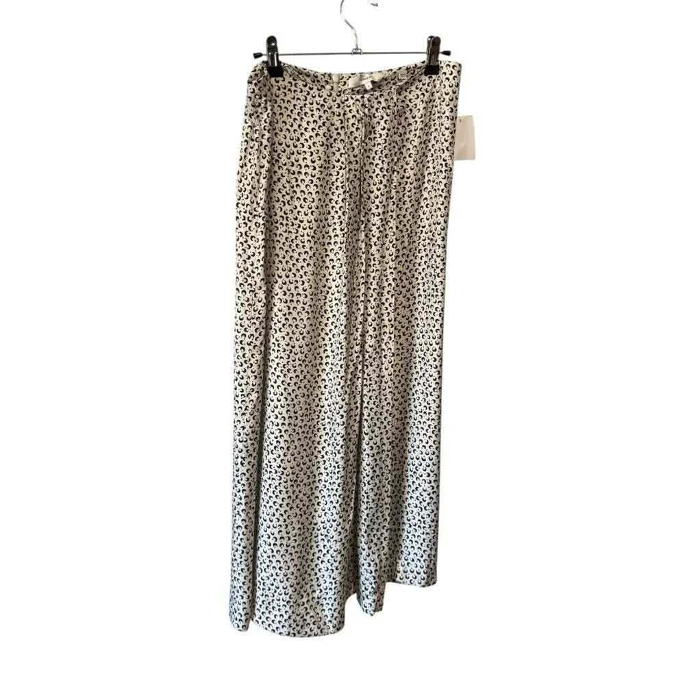 Revolve Vince Star Dot Drape Black and White Silk Blend Patterned Skirt Size 6